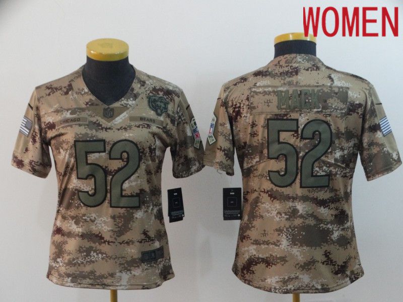 Women Chicago Bears 52 Mack Camo Nike Olive Salute To Service Limited NFL Jersey